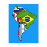 South American flags of South America flag Map postcards