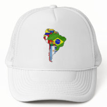 South American flags of South America Map Trucker Hat