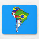 South American flags of South America Map Mouse Pads
