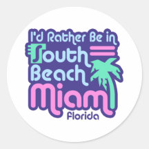 South Beach Miami Round Stickers