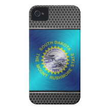 South Dakota brushed metal flag Case-Mate iPhone 4 Case