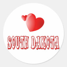 South Dakota Love Round Stickers