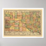 South Dakota Railroad Map 1892 posters