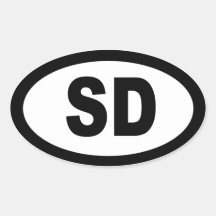 South Dakota - sheet of 4 oval car stickers