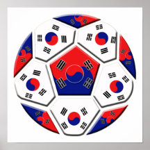 South Korean Soccer Ball flag of Korea Gifts Posters