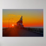 South Pier Lighthouse Sunrise Poster