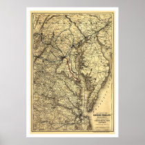 Southern Maryland Railroad Map 1881 Print