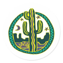Southwest Cactus Round Sticker
