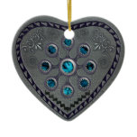 southwest silver heart christmas tree ornaments