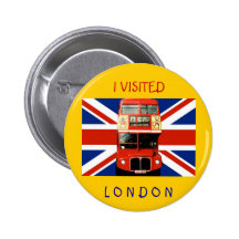 Souvenir Badge with Bus and British Flag Button