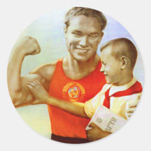 Soviet Exercise Propaganda Round Stickers