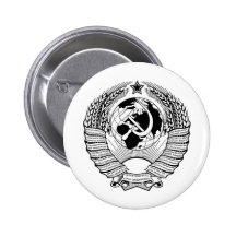 Soviet Union Coat of Arms Black & White Pinback Button