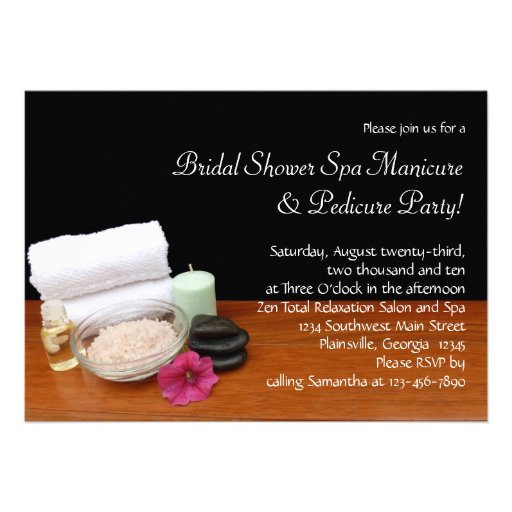 Spa/Massage/Pedicure Salon Scene Black/Colour Personalised Invites
