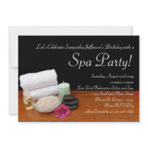 Spa Party Invitations, Salon Scene Black/Colour