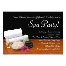 Spa Party Invitations, Salon Scene Black/Colour