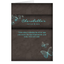 Spa Salon Brochure Greeting Card Butterfly Blue
