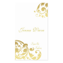 Spa & Salon Business Card Monogram White & Gold