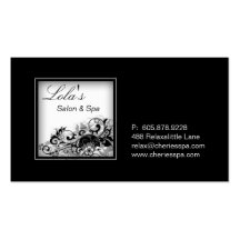 Spa - Salon Elegant Black White Business Card