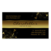 Spa - Salon Flower Elegant Gold Business Card