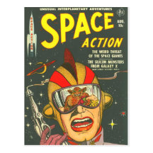 SPACE ACTION Cool Vintage Comic Book Cover Art Post Cards