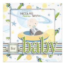 Space Baby Advice Square Custom Invitation