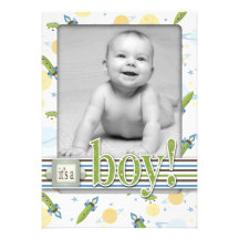 Space Baby Birth Announcement Card 5x7