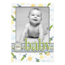 Space Baby Birth Announcement Card 5x7 B