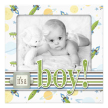 Space Baby Birth Announcement Card Square