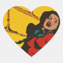 Space Horror - Vintage Science Fiction Comic Art Heart Stickers