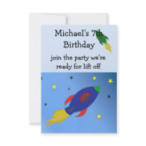 Space Rocket Birthday Invitation