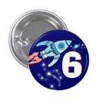 Space rocket blue boys age button