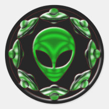 SPACE SHIPS AND ALIEN HEAD STICKERS