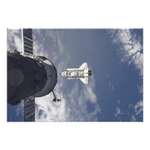Space Shuttle Atlantis and a Russian spacecraft Photographic Print