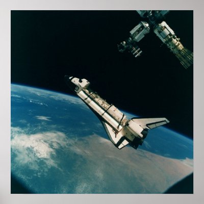 Space Shuttle Atlantis with MIR Posters by Digital