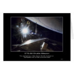 Space Shuttle Endeavour highlighted with a solar f cards