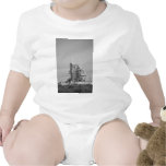 Space Shuttle on Launch Pad in Black and White Bodysuits