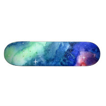 Space Watercolor Art Skateboard