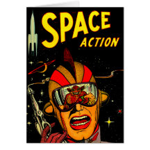 Spaceman Sci-Fi Astronaut Comic Art Greeting Card