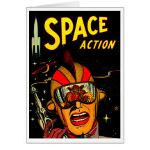 Spaceman Sci-Fi Astronaut Comic Art Greeting Card