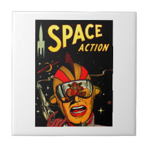 Spaceman Sci-Fi Astronaut Comic Art Tile