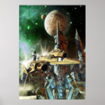 Spaceship and alien planet posters