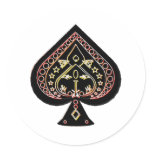 Spades Symbol: Orange & Red: Round Stickers