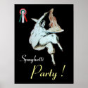 SPAGHETTI PARTY, ITALIAN KITCHEN ,red black white posters