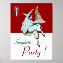 SPAGHETTI PARTY, ITALIAN KITCHEN ,red green white posters