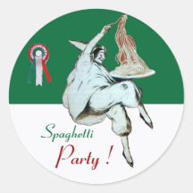 SPAGHETTI PARTY ITALIAN KITCHEN, RESTAURANT green Round Sticker