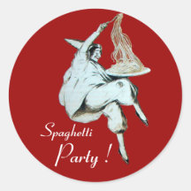 SPAGHETTI PARTY ITALIAN KITCHEN, RESTAURANT red Round Stickers