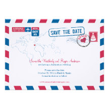 Spain Air Mail Wedding Save The Date Personalized Announcements
