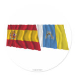 Spain and Canary Islands Waving Flags stickers