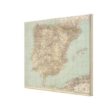 Spain And Portugal Atlas Map Canvas Prints