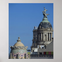 Spain, Catalonia, Barcelona. Barcelona roof top 2 Poster